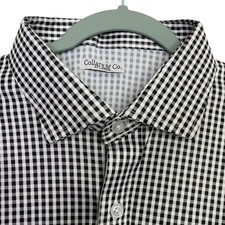 Collars & Co Camicia Uomo 2XL Nero Gingham Plaid Bottoni Manica Lunga Preppy NUOVO