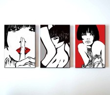 Set 3 Quadri Dipinti a Mano su