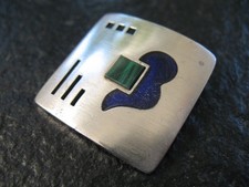 Spilla argento 925 TEKA Theodor ceppo vintage con smalto e pietra preziosa malachite