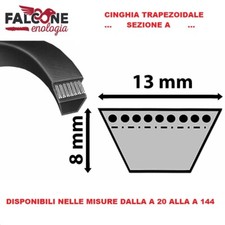 Cinghia Trapezoidale Liscia Sezione A Tutte Le Misure 8 x 13 mm  A 20 /A 144