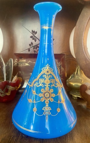 Grand vase opaline bleue - vase,