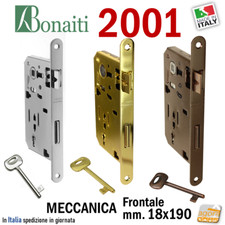 SERRATURA PORTA  BONAITI 2001 FRONTALE 18X190MM E50 I90 PATENT CHIAVE CR OTTONE