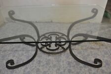 Tavolino, Lastra di vetro 6.5mm h43cm, L 110 x 70, composizione in ferro battuto