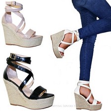 SCARPE Donna Sandali Zeppa Spago Tacchi 12,5 Zatteroni Espadrillas Corda Cocco E