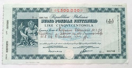 Buono postale fruttifero del - postale,