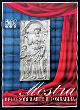 MOSTRA DEI TESORI D'ARTE DI LOMBARDIA poster manifesto Università Cattolica D91
