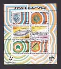 1990 Italia Coppa del mondo di calcio Foglietto Usato Sei Valori da Lire 1200