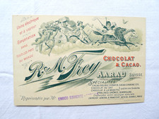 ANTICA CARTOLINA  PUBBLICITà CIOCCOLATO CACAO FREY AARAU SUISSE SVIZZERA 1890