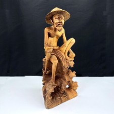 Scultura orientale in legno statuetta statuina 900 statua Pescatore 