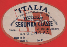 ETICHETTA VECCHIA COMPAGNIA ITALIA ITALMAR MARITTIMA GENOVA  VINTAGE