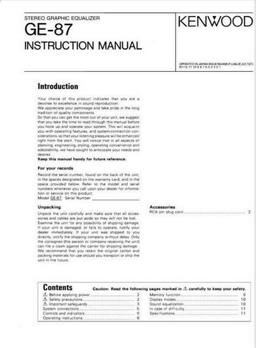 Kenwood equalizzatore - kenwood, ge-87