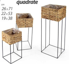 3 ALZATA PORTA PIANTA VASO DA TERRA SUPPORTO METALLO Fioriera VIMINI 71-53-38cm