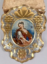 Antico dipinto olio specchio