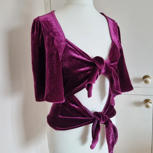Top zara viola seta - viola, velluto
