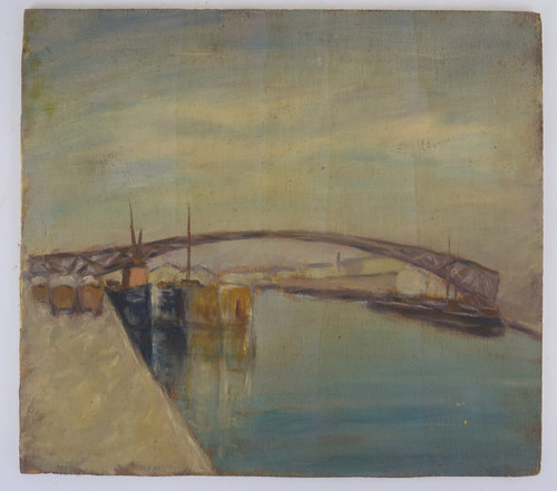 Dipinto olio darsena 1958 - olio,