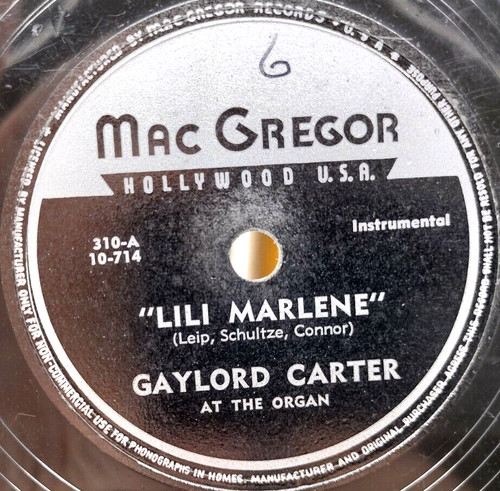 Rpm gaylord carter - gaylord, lili
