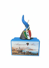 Corno Napoli Scudetto 4 Terracotta Smaltata 10cm Portafortuna Artigianale 2025