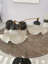 Coppia di lampadari a fazzoletto in vetro. Vintage 