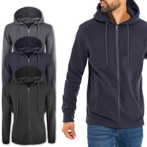 Felpa uomo pile con cappuccio - con,