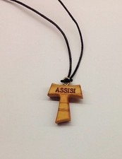 Tau in legno di ulivo con incisa la scritta Assisi 1pz, croce di San Francesco