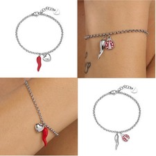 Sagapo Bracciale Donna Acciaio Cornetto Fortuna Cuore Coccinella SFE16 SFE17