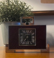 SVEGLIA DA SCRIVANIA CARTIER SHAGREEN & STEEL STILE ART DECO COME NUOVA 100% ORIGINALE RARA