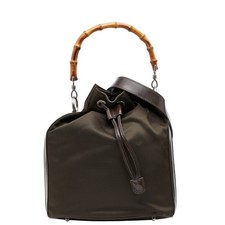 Borsa a tracolla Gucci bambù marrone nylon vernice pelle vintage autentica
