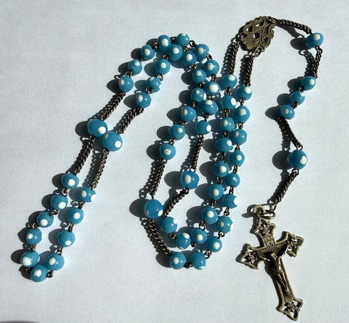 Vintage lourdes rosary blue - lourdes,