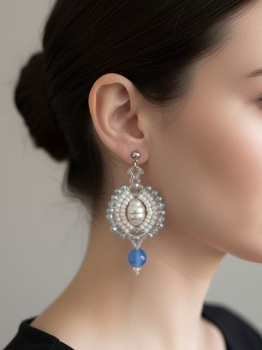 Orecchini perle gemme agata - perle,