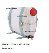 SERBATOIO TANICA ACQUA LAVAMANI PER CAMION FURGONE RIMORCHIO LT 10 CON RUBINETTO