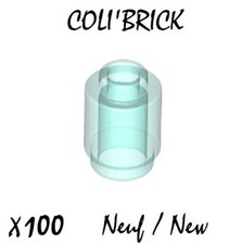 lego 3062 b - 100x Brique ronde Brick Round 1x1 open stud Trans Light Blue NEUF