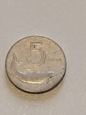 Moneta da lire 5 delfino anno