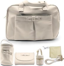 PASTELLO - BORSA NASCITA NEONATO BIMBO MAMMA MULTIFUNZIONE CON ACCESSORI PANNA