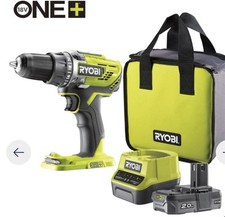 KIT VALIGETTA TRAPANO AVVITATORE A BATTERIA RYOBI "R18DD3-120S" 18V 2AH E CAR...