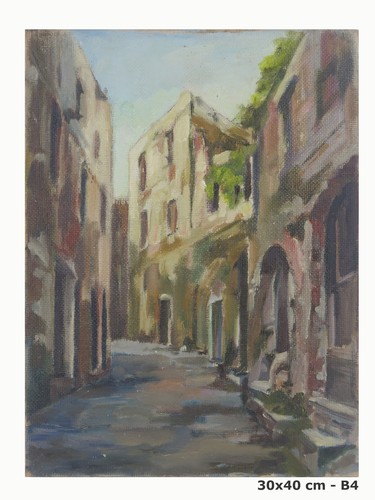 Quadro olio vintage veduta - olio,