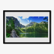 Arte da parete con cornice in legno moderno MDF 100x70 Lago di montagna