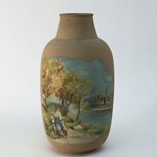 CERAMICA DIPINTA A FREDDO MARCELLO FANTONI FLORENCE ANNI 40 VASO & BASE LAMPADA