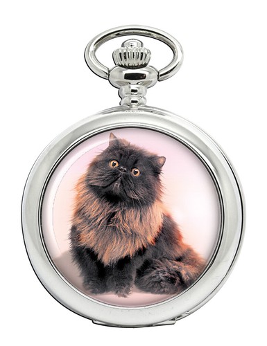 Nero persiano gatto orologio - nero,