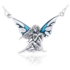 Jessica Galbreth Scuro Ali Fairy Collana 925 Argento Sterling Mistico Gioielli