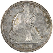 1861 SEATED HALF DOLLAR ~ NICE