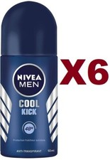 6 PZ NIVEA MEN DEO ROLL ON COOL KICK 50ML DEODORANTE CORPO UOMO