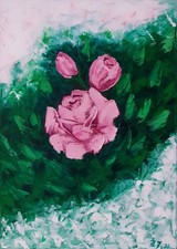 Dipinto a olio rosa originale