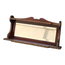 Pensile Specchio Liberty Antico Legno Mogano Ottone Metà '900 Italiano Vintage