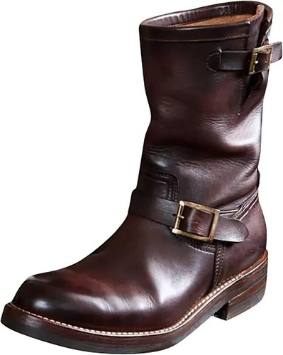 Stivali moto pelle marrone - stivali,