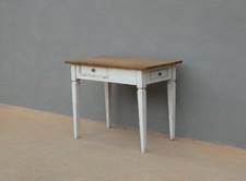 Tavolo tavolino Luigi XVI laccato Shabby Chic con top in noce, '800 - L 100 cm!