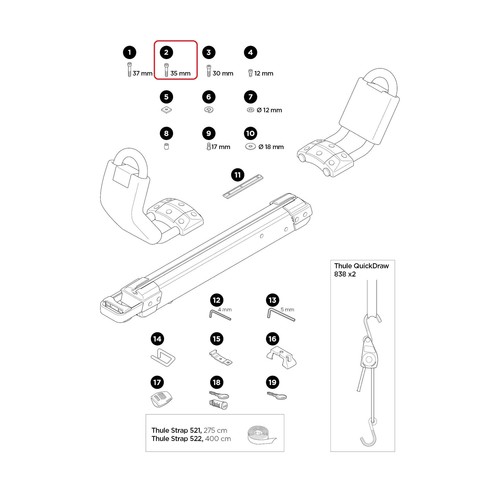 Vite thule m6x35 - m6x35, per