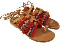 Barbara Barbieri Genuine Leather Up Lace Sandals Women's SIze 6