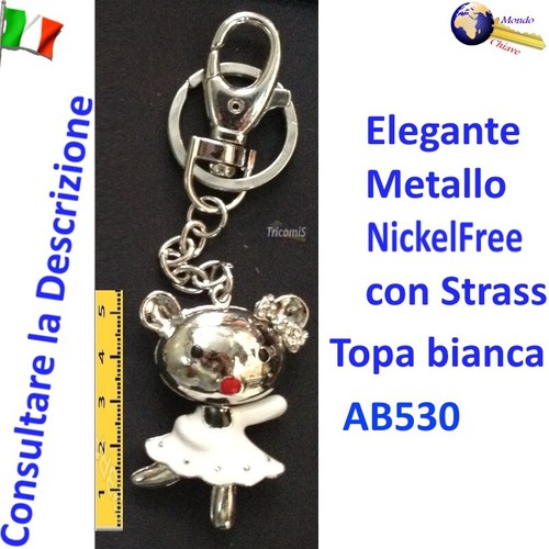 Portachiavi regalo topa bianca - portachiavi,