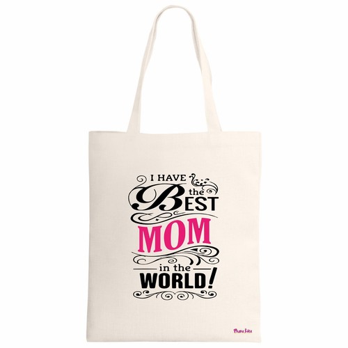 Borsa ecru scritta best mom - borsa,