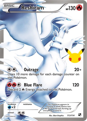 Reshiram 113 114 holofoil - reshiram, 113/114
